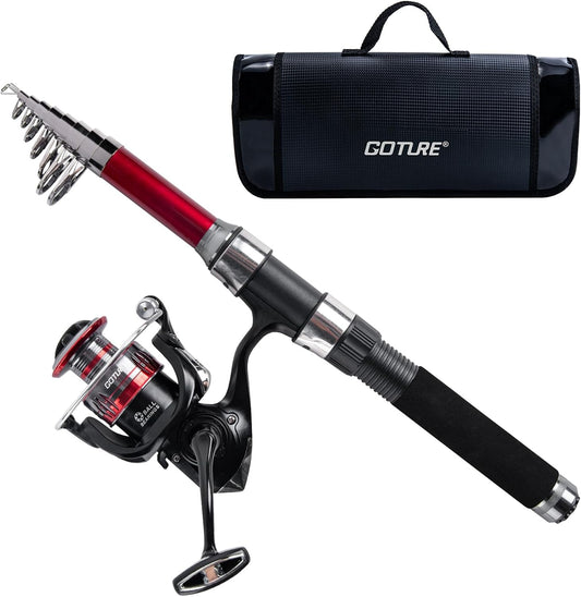 Goture Telescopic Fishing Rod & Spinning Reel Combo w/Bag