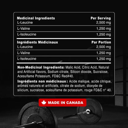 EVL BCAA5000 Powder - 5G Branched Chain Amino Acids - 30 Servings - Cherry