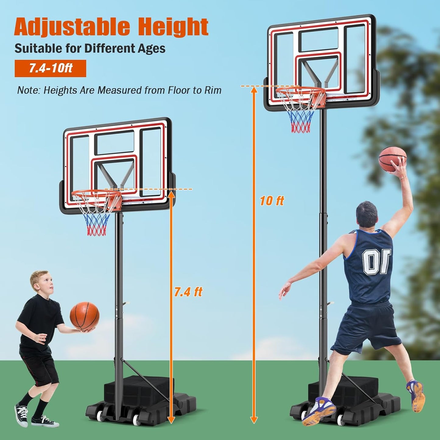 Giantex Basketball Hoop Outdoor - 7.4-10 FT