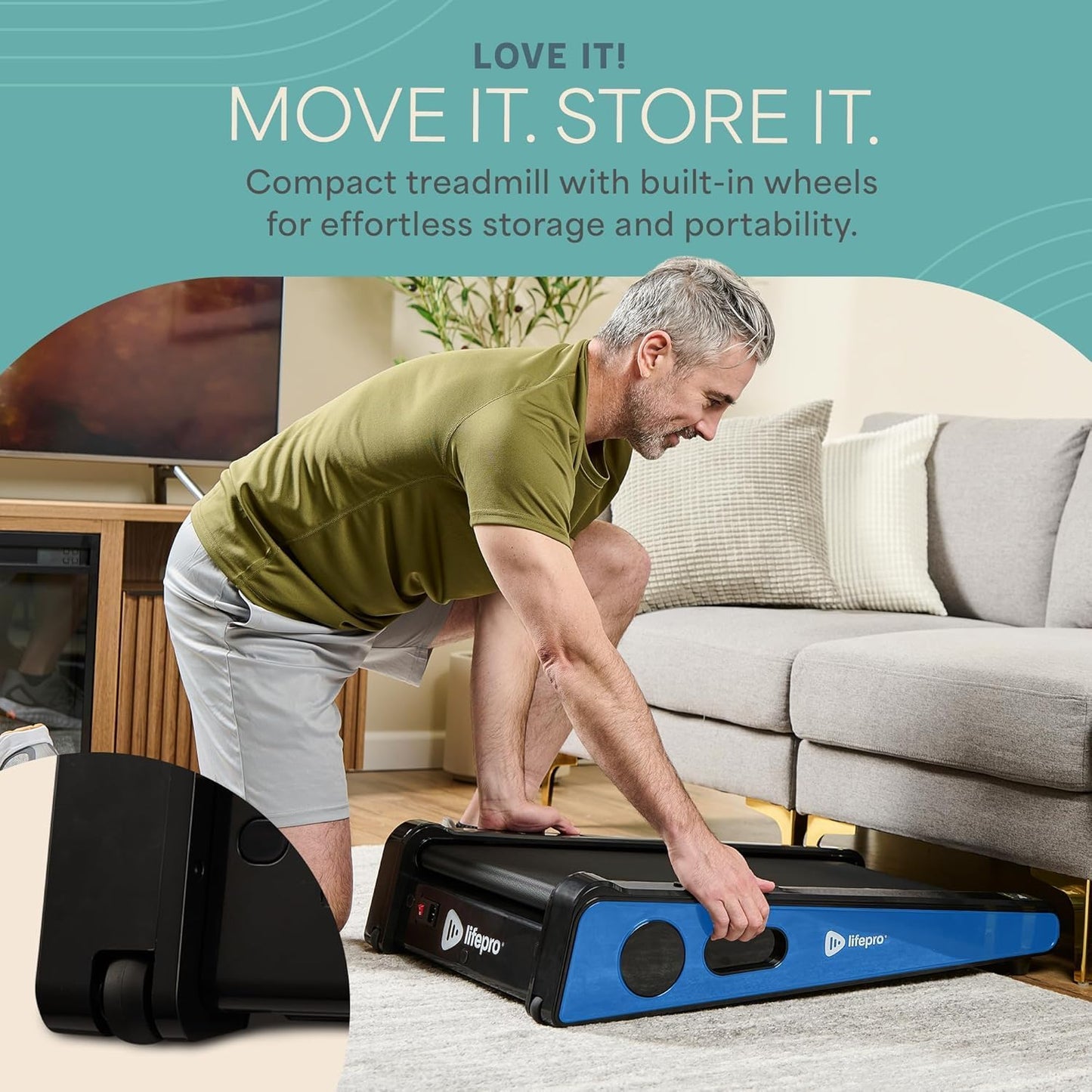 Lifepro PacerMini Walking Pad with Incline, Compact & Quiet- 220 lbs Cap
