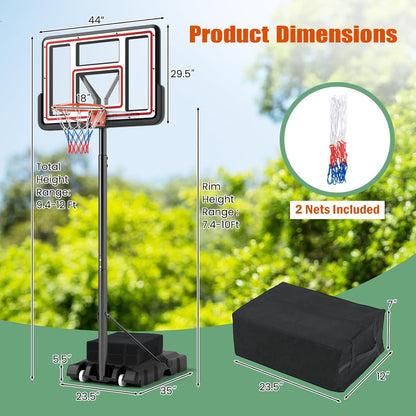 Giantex Basketball Hoop Outdoor - 7.4-10 FT