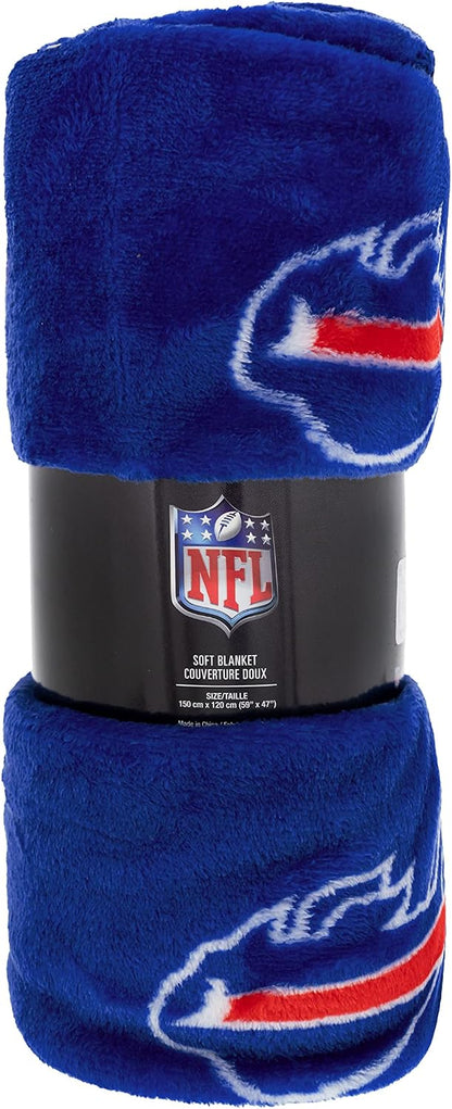 NFL Coral Fleece Travel Throw Blanket – Official Team Logo
