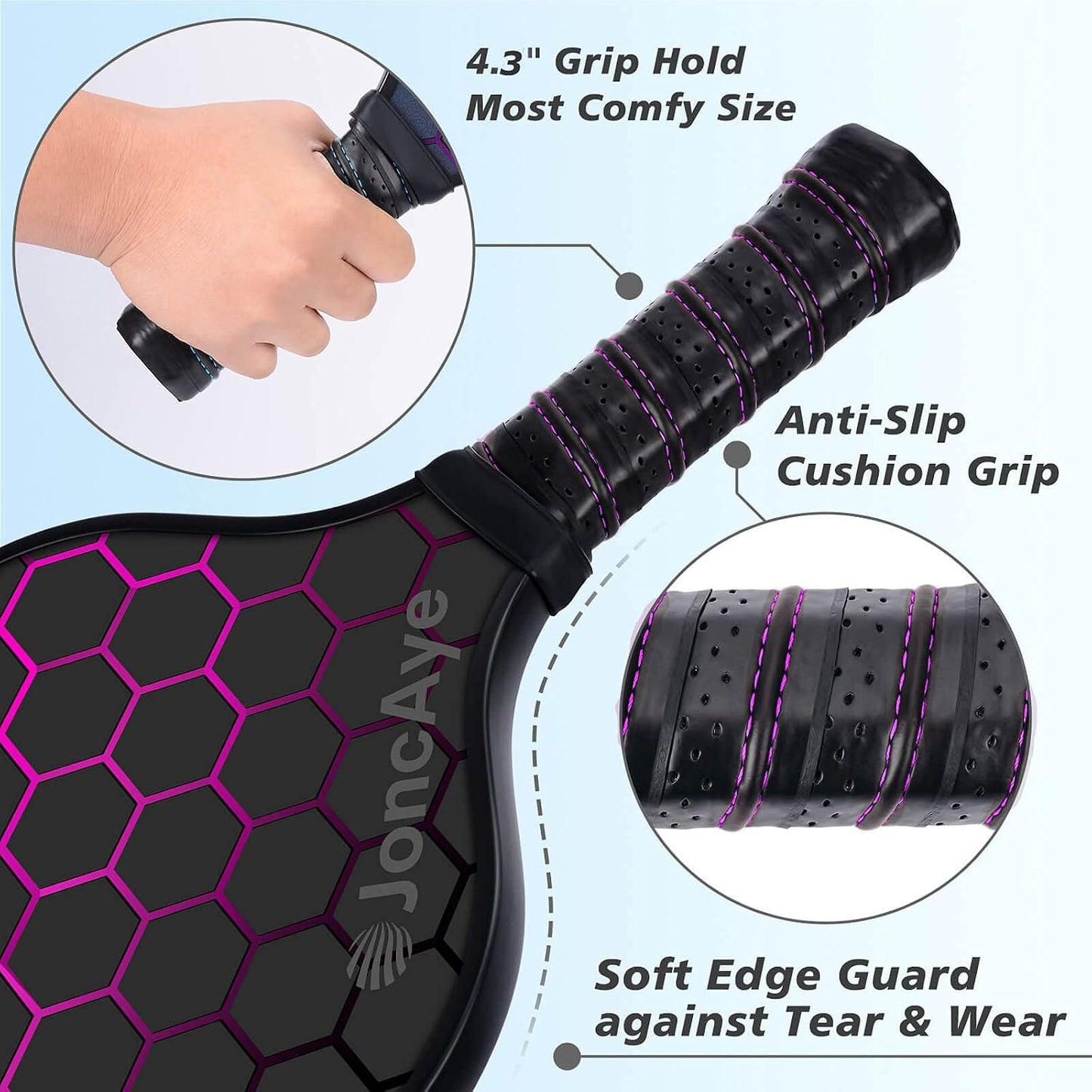 JoncAye Pickleball Paddles Set of 4 or 2 Fiberglass Rackets USAPA Approved