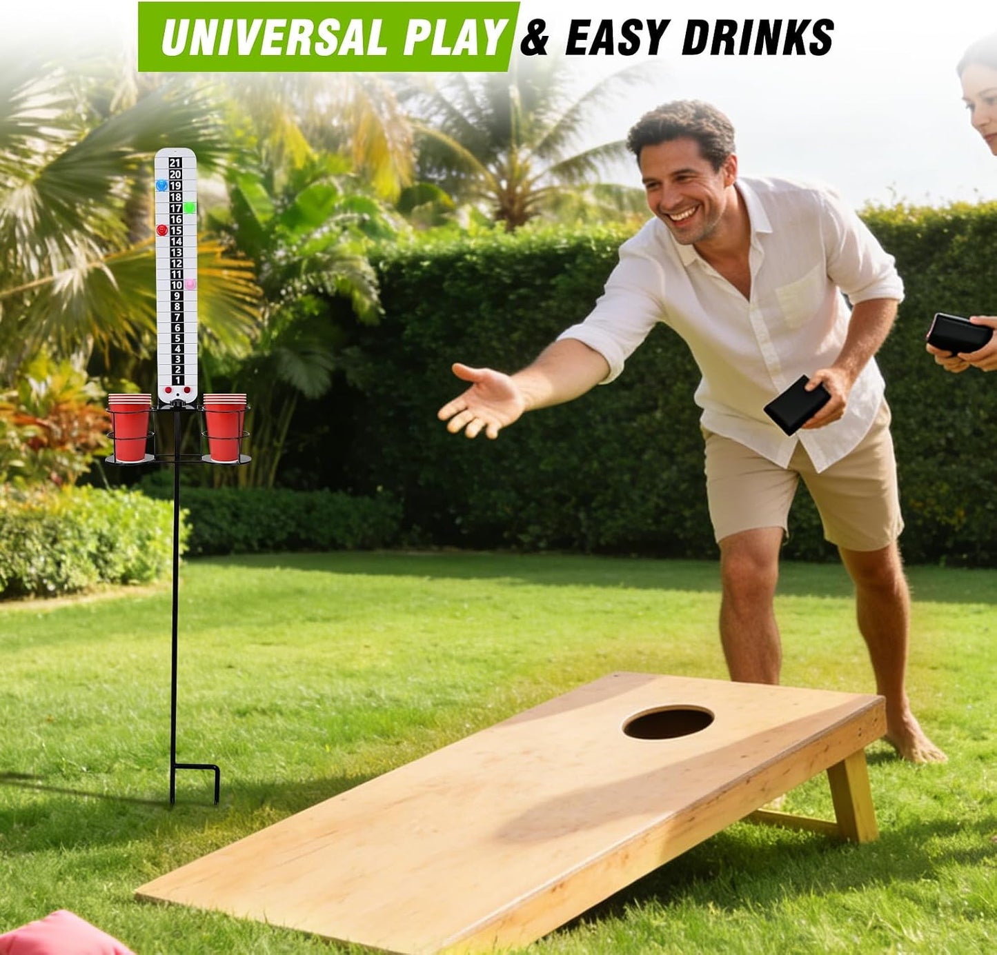Metal Cornhole Scoreboard with Drink Holders Corn Hole Score Keeper
