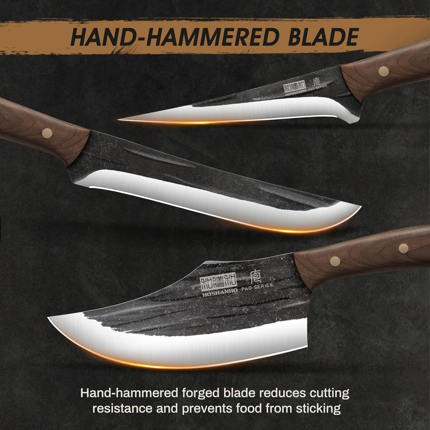 HOSHANHO Butcher Knife Set, Sharp Kitchen Knife Set & Roll Bag