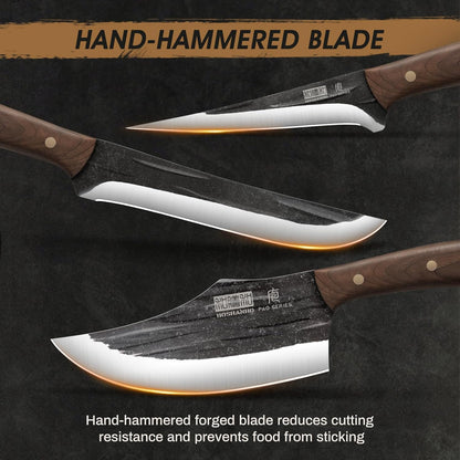 HOSHANHO Butcher Knife Set, Sharp Kitchen Knife Set & Roll Bag