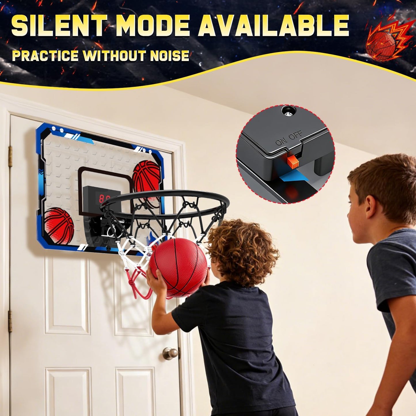 EagleStone Indoor Basketball Hoop – Electronic Scoring & Foldable Dunk Rim