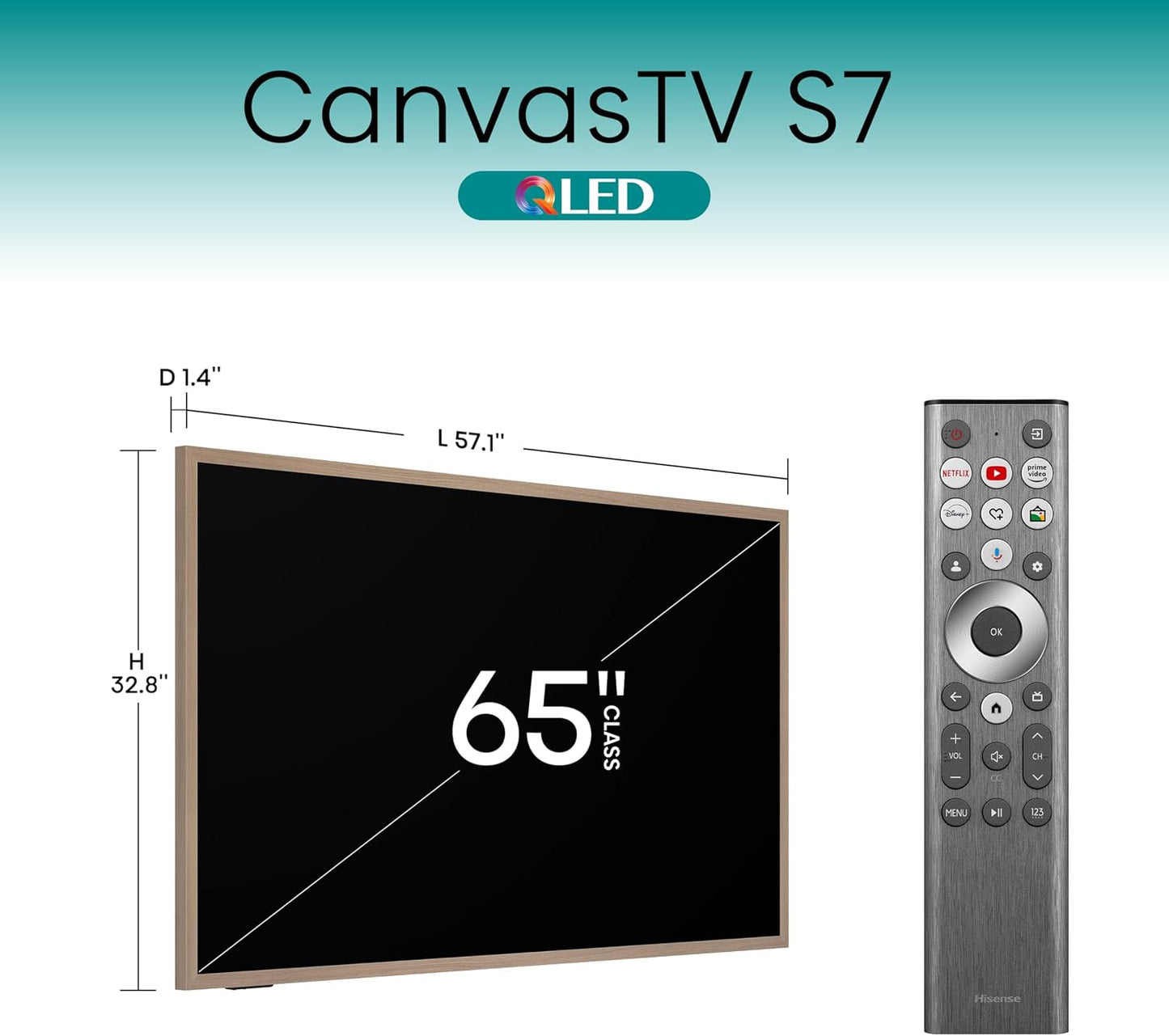 Hisense 65" CanvasTV™ 4K QLED Google TV with Art Mode (65S7N)