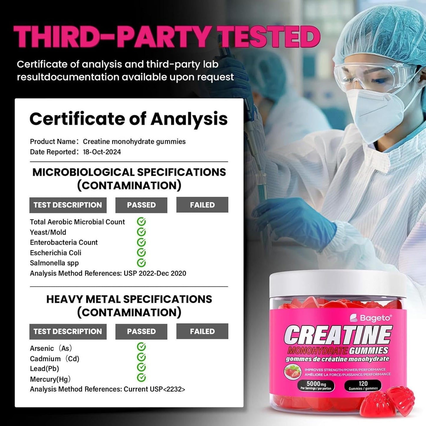 Creatine Monohydrate Gummies 5000mg for Men & Women