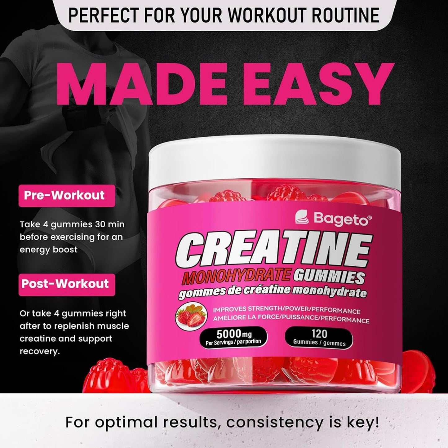 Creatine Monohydrate Gummies 5000mg for Men & Women