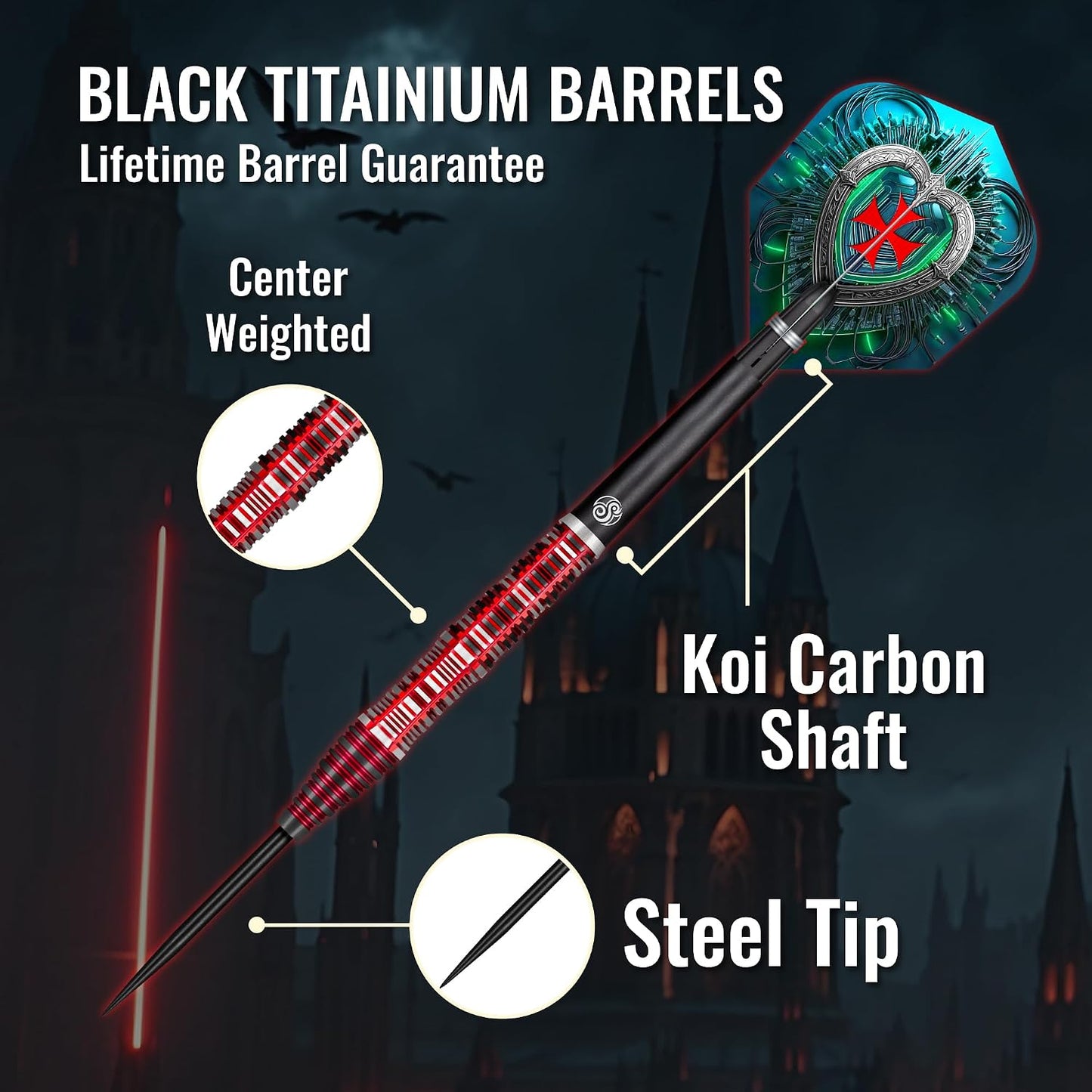 Shot! Future Knights Dreadheard Steel Tip Darts | 90% Tungsten