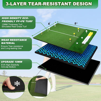 Golf Mat, 5x4FT&23X16IN Practice Mat Indoor/Outdoor,Artificial Thickened Golf Hitting Mat