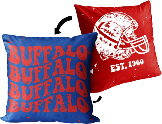 Buffalo Football Pillow Covers – Fan Gift for Men & Women, Sofa & Couch Décor