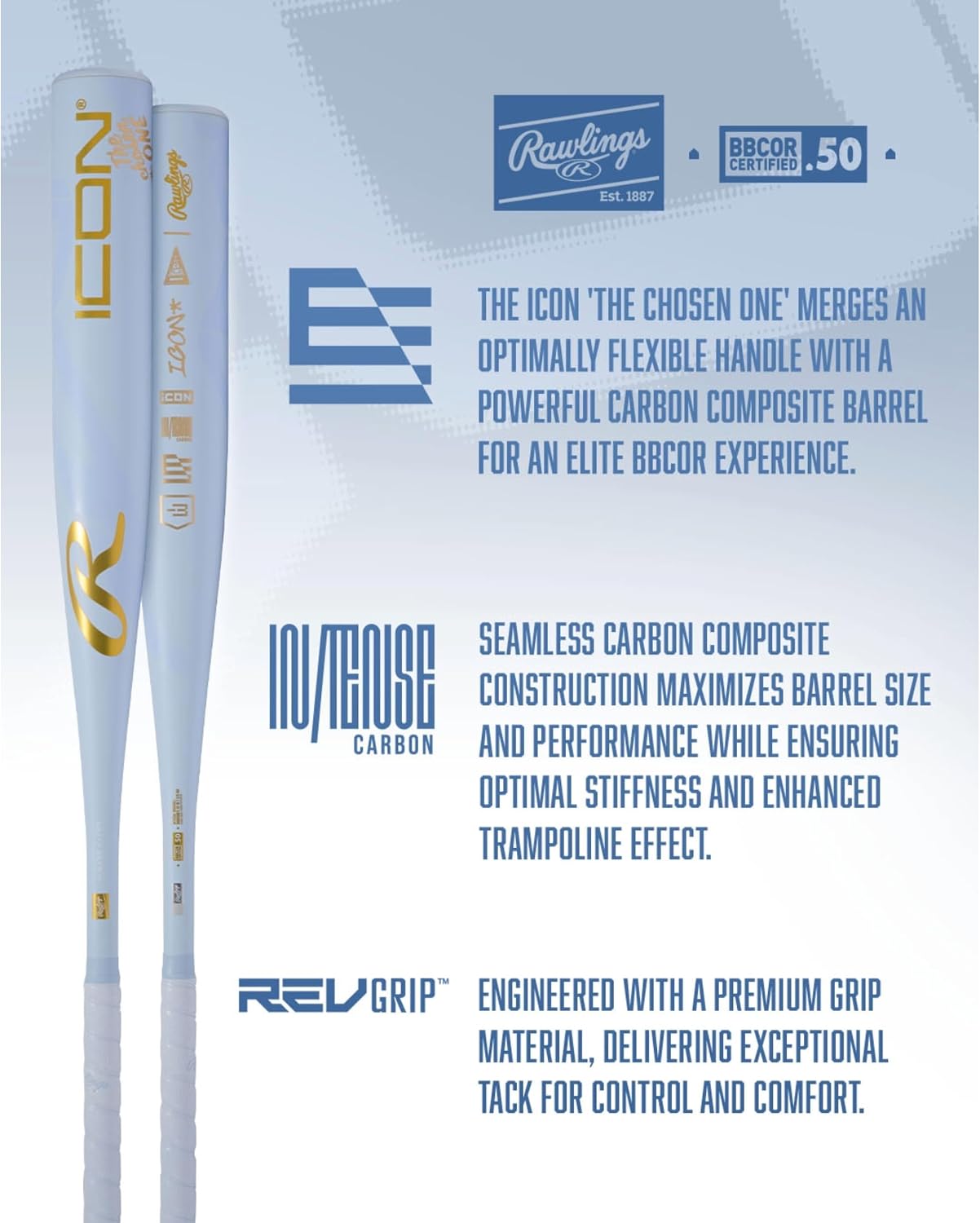 Rawlings | 2026 | ICON The Chosen One Baseball Bat | BBCOR | -3 | 1 Pc.