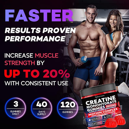 8-in-1 Creatine Monohydrate Gummies, 8055 mg Creatine Complex Gummies for Enhanced Muscle Growth, Energy Boost - with L-Taurine, B6, Sugar Free Creatine Supplement for Men & Women