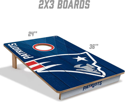 YouTheFan NFL New England Patriots 2' x 3' Wood Cornhole Game with Logo Bags