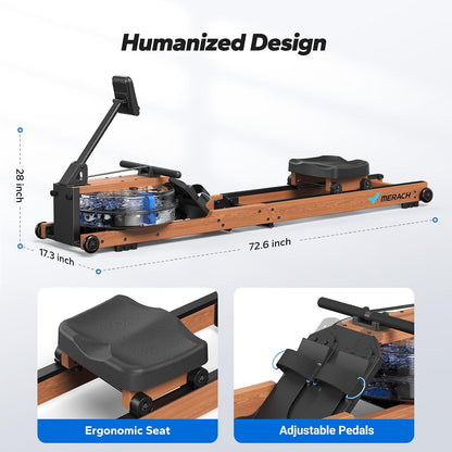 MERACH Water Rowing Machines for Home, Foldable Row Machine with 400LBS Weight Capacity