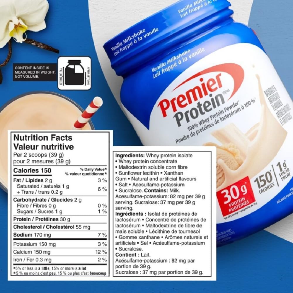 Premier Protein Powder, Vanilla Milkshake, High Protein Powder, 30g of Protein