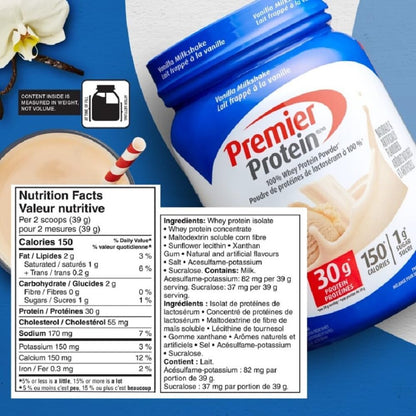 Premier Protein Powder, Vanilla Milkshake, High Protein Powder, 30g of Protein