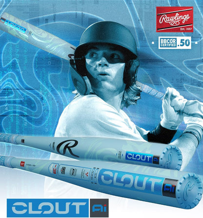 Rawlings | 2025 | Clout AI Baseball Bat | BBCOR | -3 Drop | 2 5/8" Barrel | 1 Pc. Alloy
