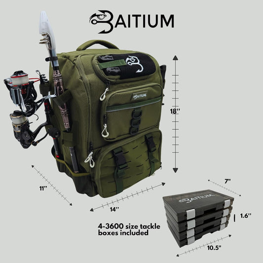 Baitium Fishing Backpack, Tackle Bag With Rod Holders