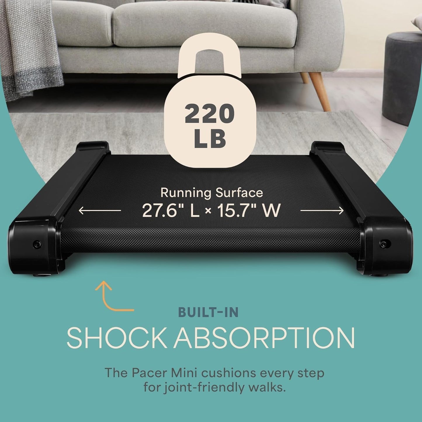 Lifepro PacerMini Walking Pad with Incline, Compact & Quiet- 220 lbs Cap