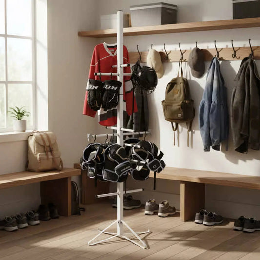 Hockey Gear Drying Rack Stable Base Hockey Equipment Drying Rack Vertical Gear Organizer Easy Assembly for Garage