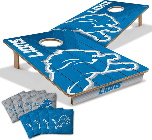 YouTheFan NFL Detroit Lions 2' x 3' Wood Cornhole Game with Logo Bags