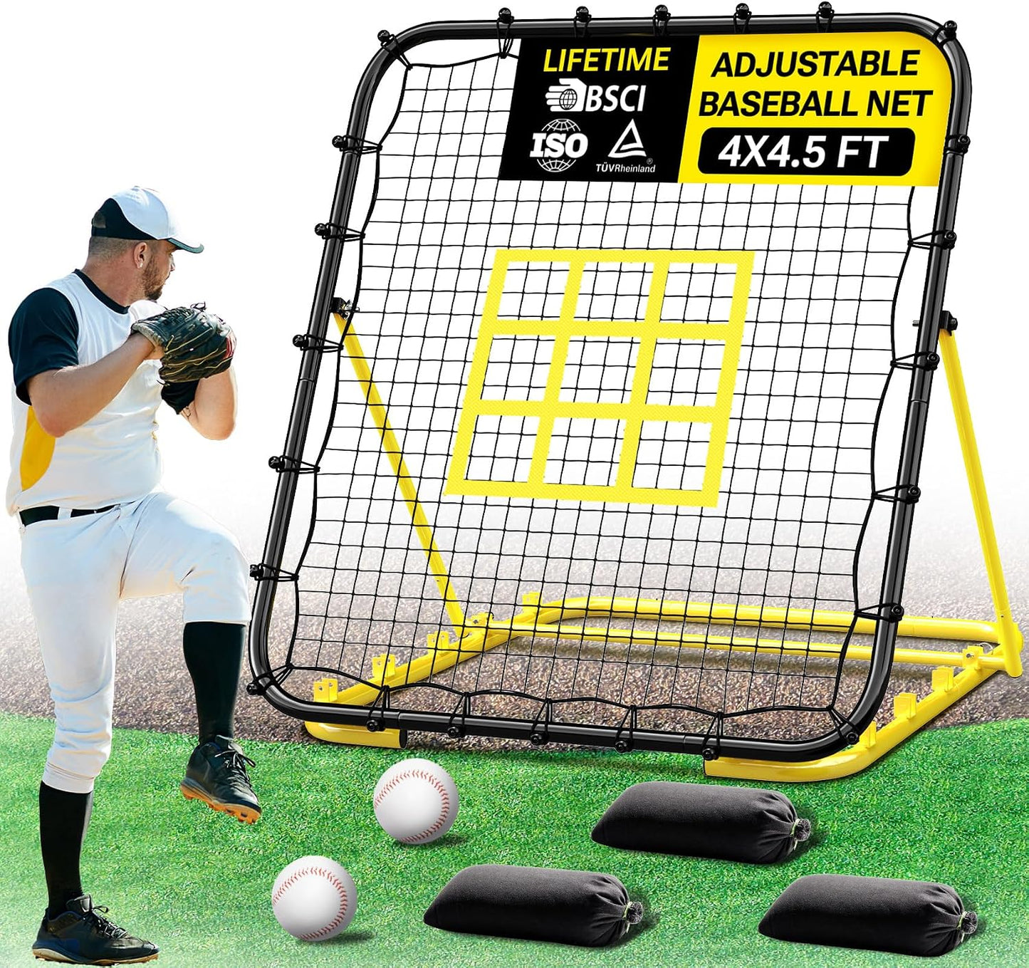 Dimples Excel 4x4.5 FT Heavy-Duty Baseball Rebounder