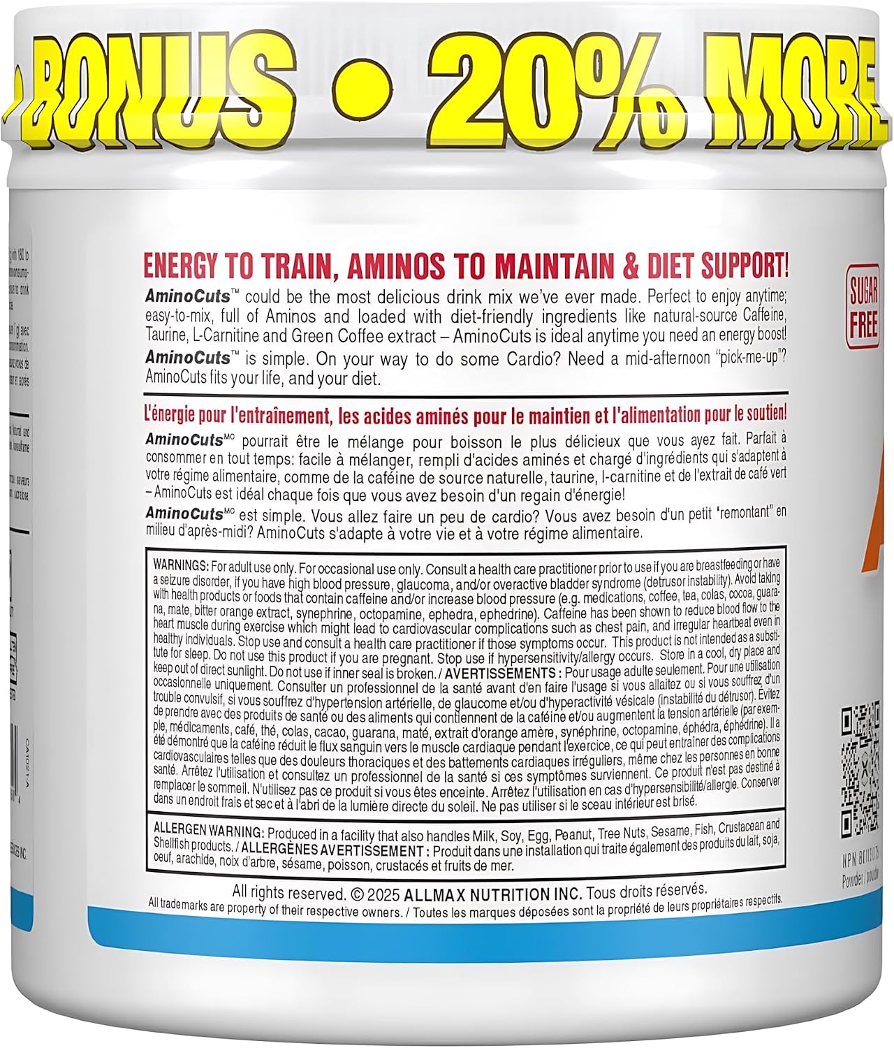 ALLMAX ACUTS Amino Energy Powder, Blue Raspberry