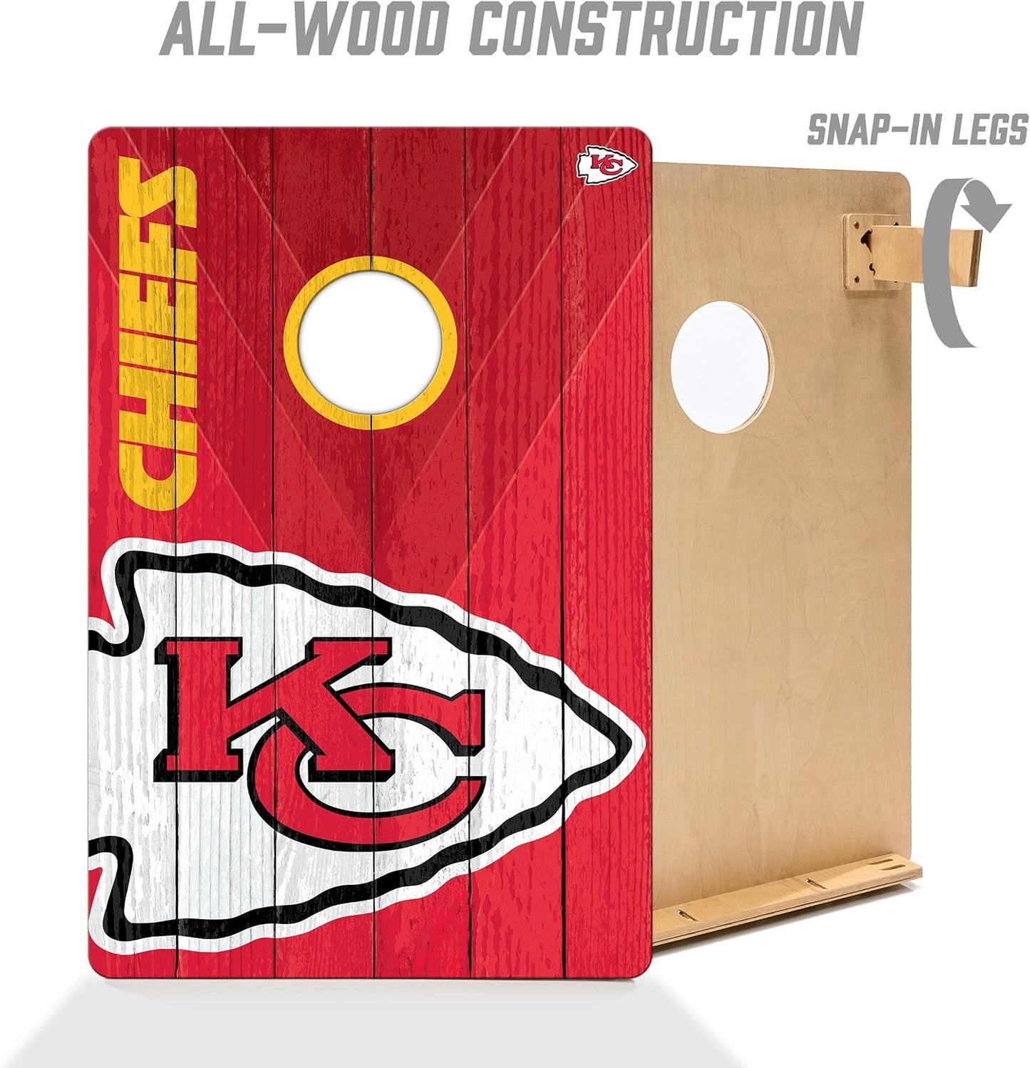 YouTheFan NFL Kansas City Chiefs 2' x 3' Wood Cornhole Game with Logo Bags