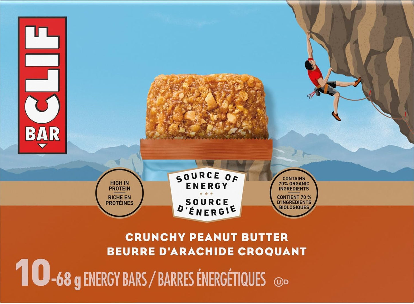 Clif Bar, Energy Bars, Crunchy Peanut Butter, 680 g (Pack of 10)