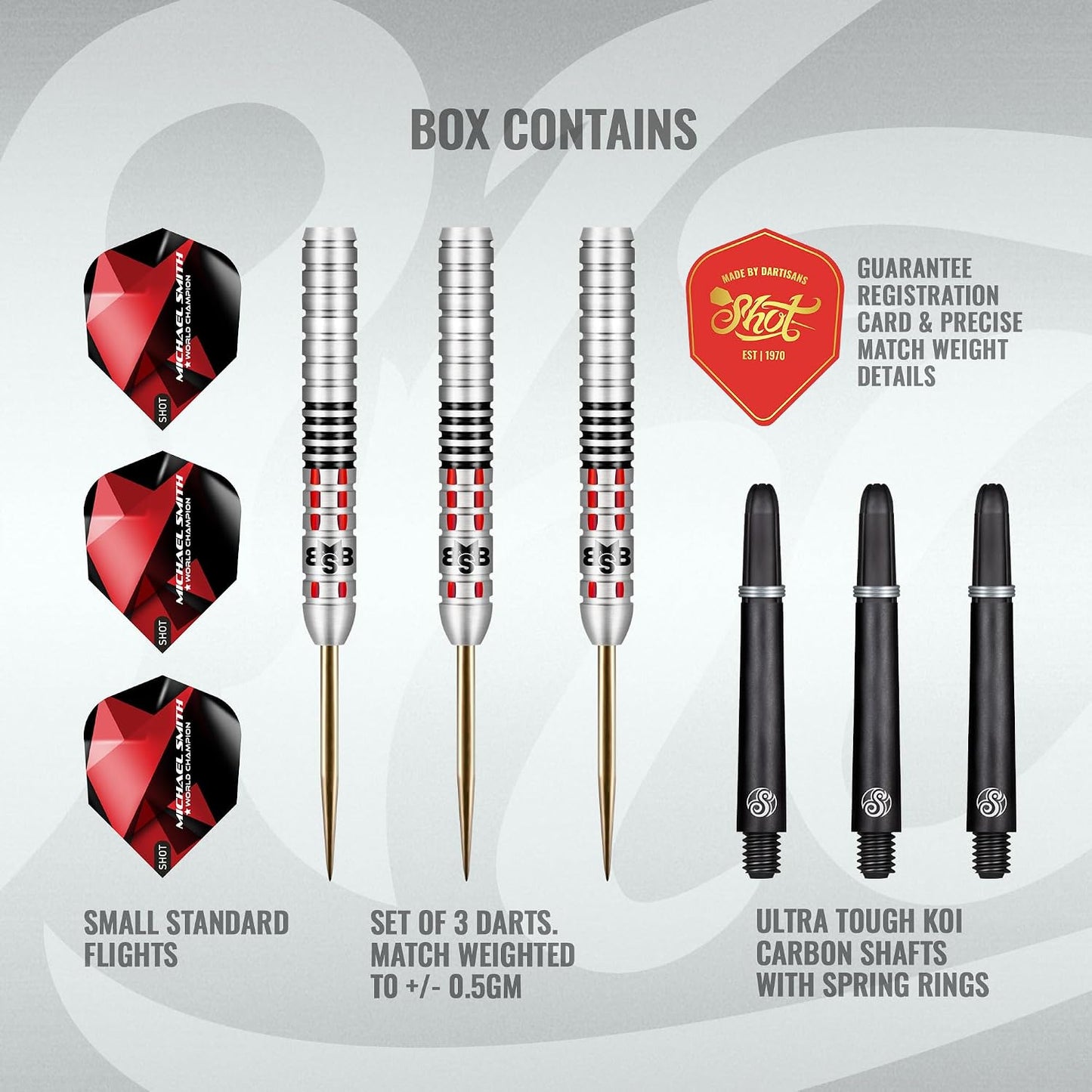 Shot! Darts Michael Smith Achieve Center Weighted 90% Tungsten