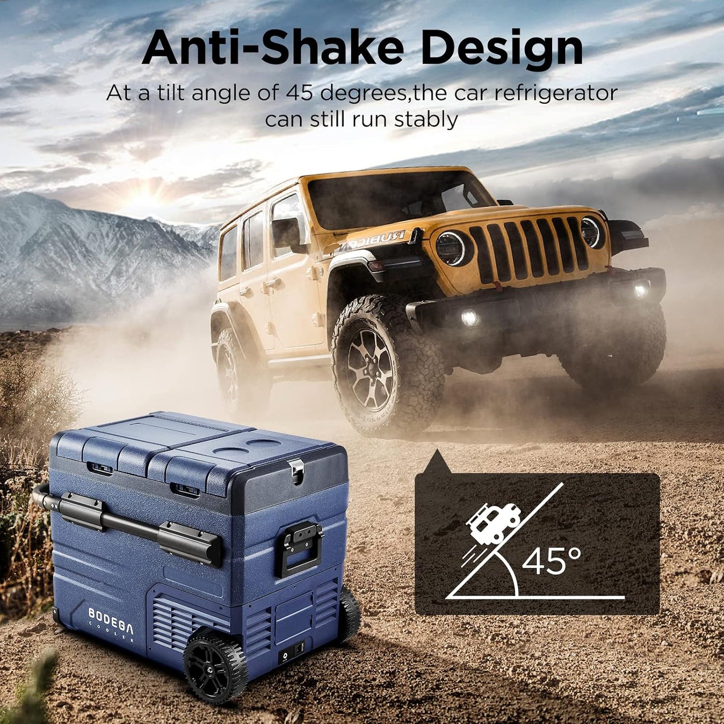 BODEGACOOLER 12V Portable Refrigerator Dual Zone 48 Quart, 45L Portable Car Fridge Freezer