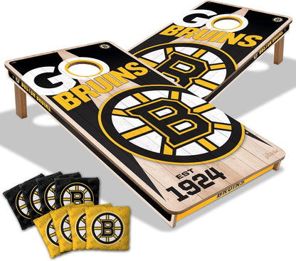 YouTheFan NHL Boston Bruins 2’ x 4’ Professional Wood Cornhole Game with Logo Bags