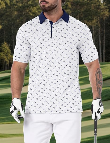 Askdeer Men's Golf Shirts Short Sleeve Polo Shirts Performance Moisture Wicking Quick-Dry T-Shirts