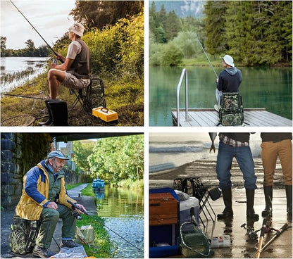 PLAY-KING Fishing Backpack Tackle Box Bag with Rod Holder Boxes Foldable Fishing Chair, perfect for Outdoor, used by Men