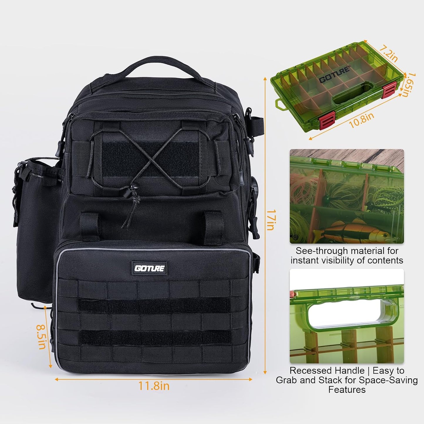 Goture Black Fishing Backpack