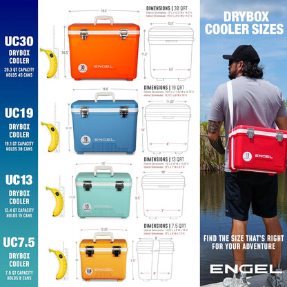 Engel UC7 7.5qt Leak-Proof, Air Tight, Drybox Cooler and Small Hard Shell Lunchbox