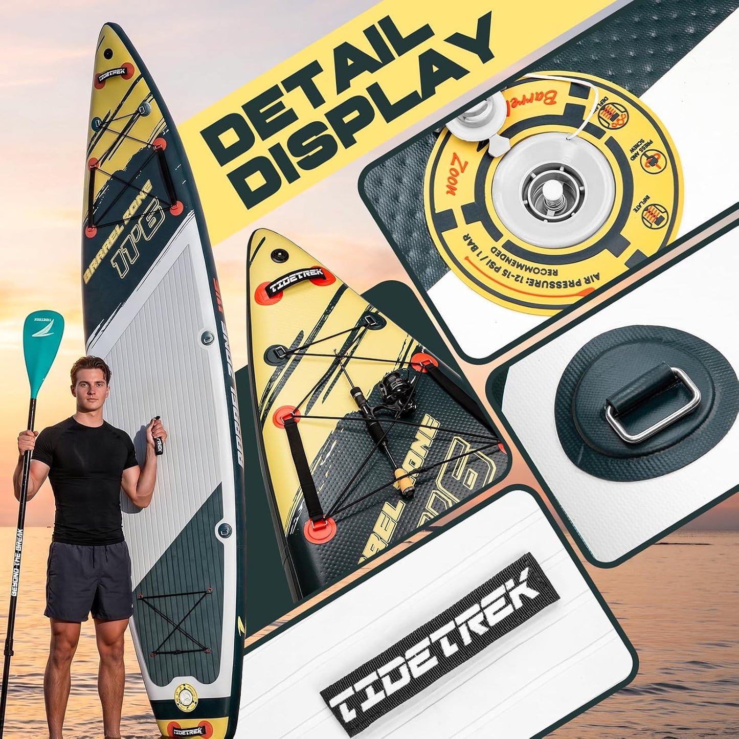 11'6" Inflatable Stand Up Paddle Boards, Premium SUP Accessories, Non-Slip Comfort Deck for Youth & Adults
