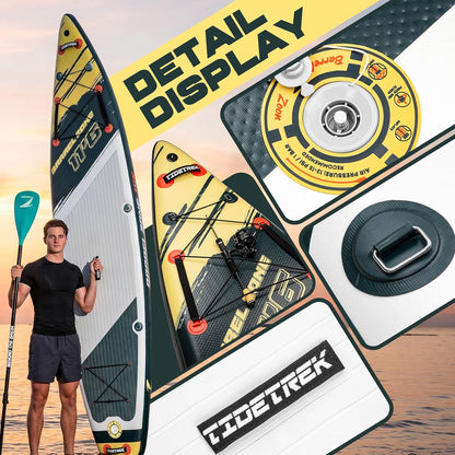 11'6" Inflatable Stand Up Paddle Boards, Premium SUP Accessories, Non-Slip Comfort Deck for Youth & Adults