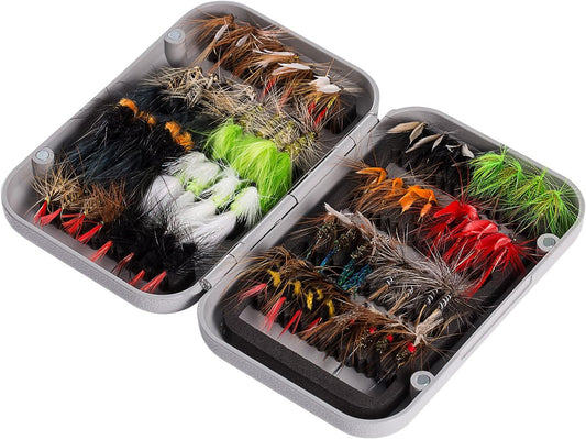 BASSDASH Fly Fishing Flies Kit Fly Assortment Trout Bass Fishing with Fly Box