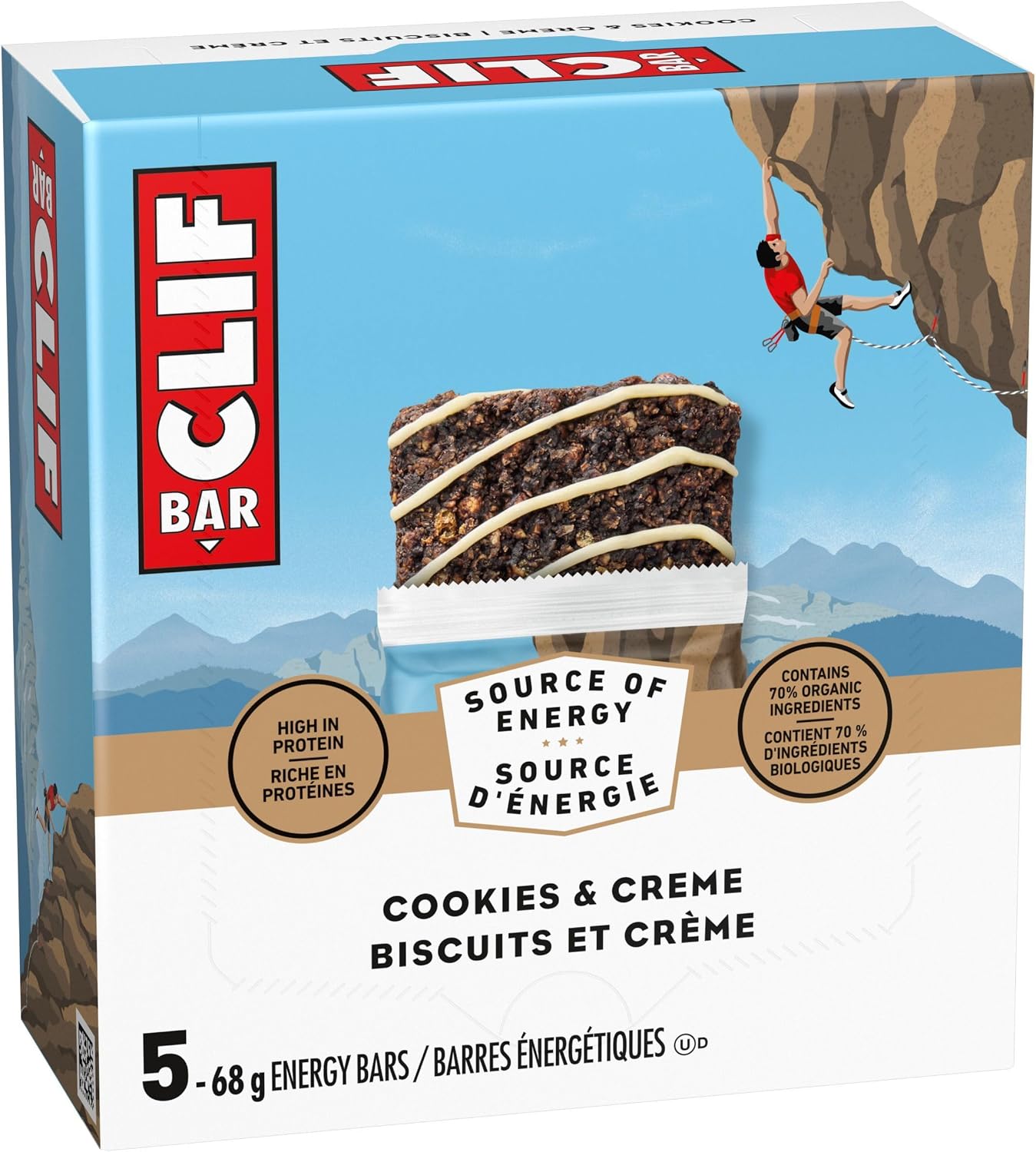 Clif Bar Energy Bars, Cookies and Creme 340 g (Pack of 5)