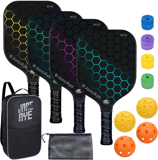JoncAye Pickleball Paddles Set of 4 or 2 Fiberglass Rackets USAPA Approved