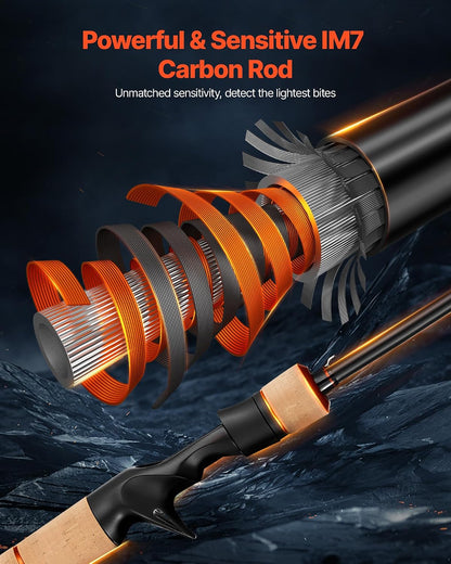 Baitcasting Rod and Reel Combo — Cork Grip Casting Rod & Baitcaster Set