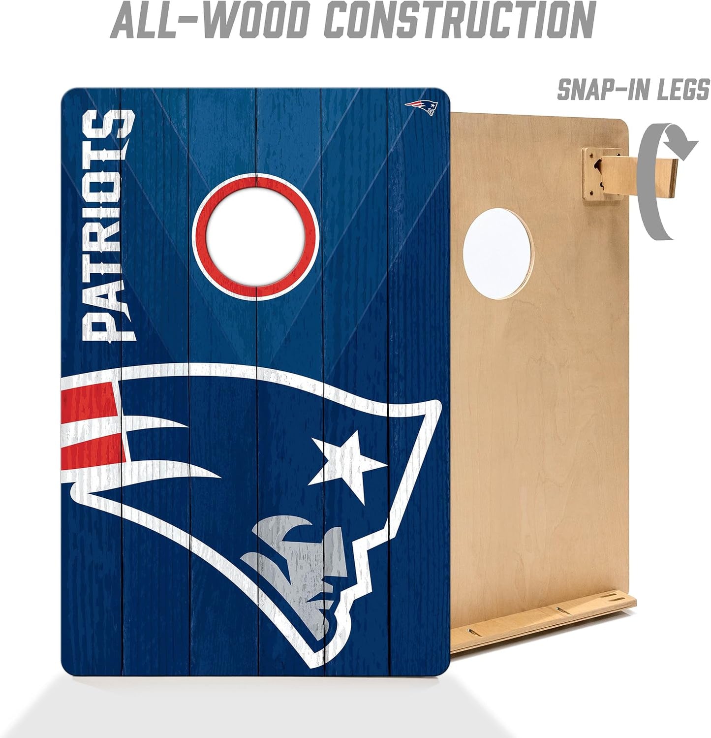 YouTheFan NFL New England Patriots 2' x 3' Wood Cornhole Game with Logo Bags