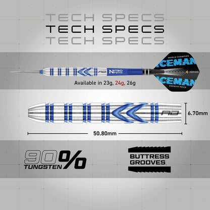 Gerwyn Price 24g Tungsten Darts Set with Flights and Stems