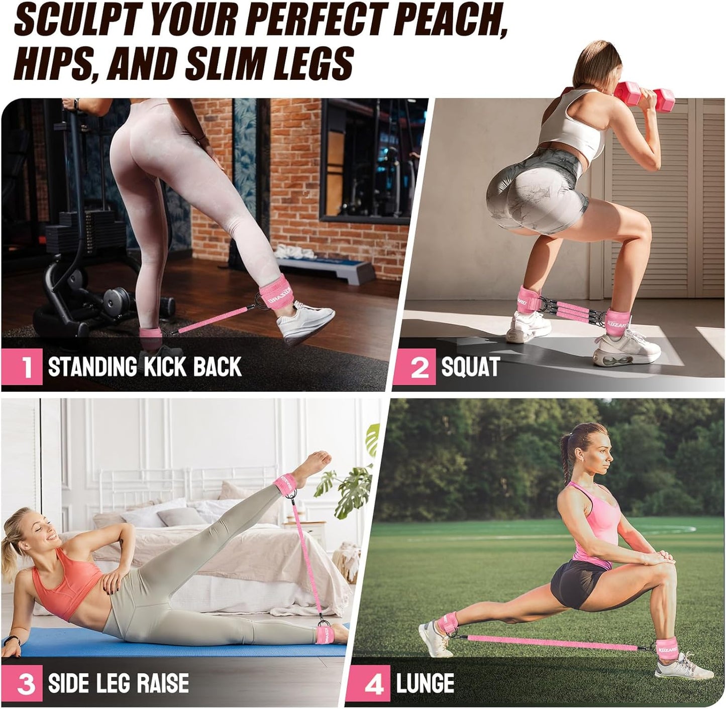 Resistance Bands with Ankle Straps, Ankle Weights Bands for Working Out