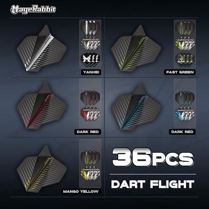 MageRabbit Dart Accessories Kit, 36 Dart Flights, 45 Dart Shafts, Sharpener, Dart Stems Remover Tool, 50 Metal Rings, 16 Dart Flight Protectors