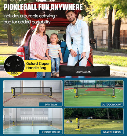 BAGAIL Portable Pickleball Net Set with Wheels, 22 FT Regulation Size